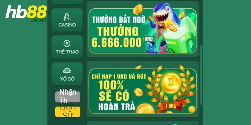 Khuyến mãi HB88 tặng thưởng ngay 100% cho lần nạp tiền đầu tiên